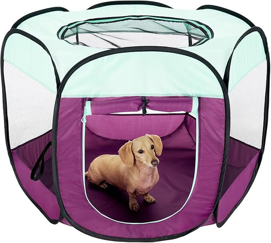 Furhaven Portable Pet Playpen for Dogs & Cats, Extra Large Indoor Kitten Playpen with Mesh Sides, Foldable Dog Playpen for Small Dogs, Pop Up Travel Dog Pen, X-Large, Pet Crate with Mesh Sides, Navy