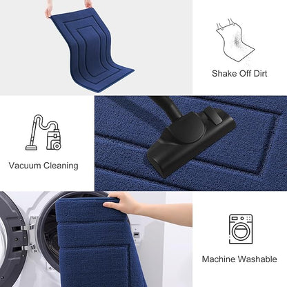 Smiry Dog Door Mat for Muddy Paws, Absorbs Moisture and Dirt, Low-Profile Entryway Mat with Non-Slip Backing, Entry Indoor Outdoor Doormat for Inside Floor (30x20 Inches, Navy Blue, Bordered)