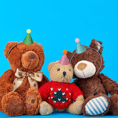 12 Pack Mini Party Hats for Stuffed Animals, Birthday Party Cone Hats Dolls Dog Cat Puppies Gittter Sequin Mni Hats for Assorted Animal Plush Toy Decorations - No Assembly Required