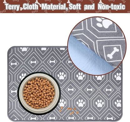 KOOLTAIL Dog Mat for Food and Water Bowls, 2 Pack Waterproof Pet Feeding Mat for Floors, Non Slip Mat for Puppy Cats