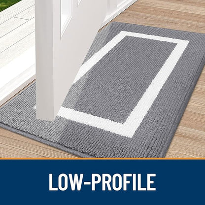 OLANLY Indoor Door Mat, 30x17, Non-Slip Absorbent Resist Dirt Entrance Mat, Washable Low-Profile Inside Entry Doormats for Entryway, Grey