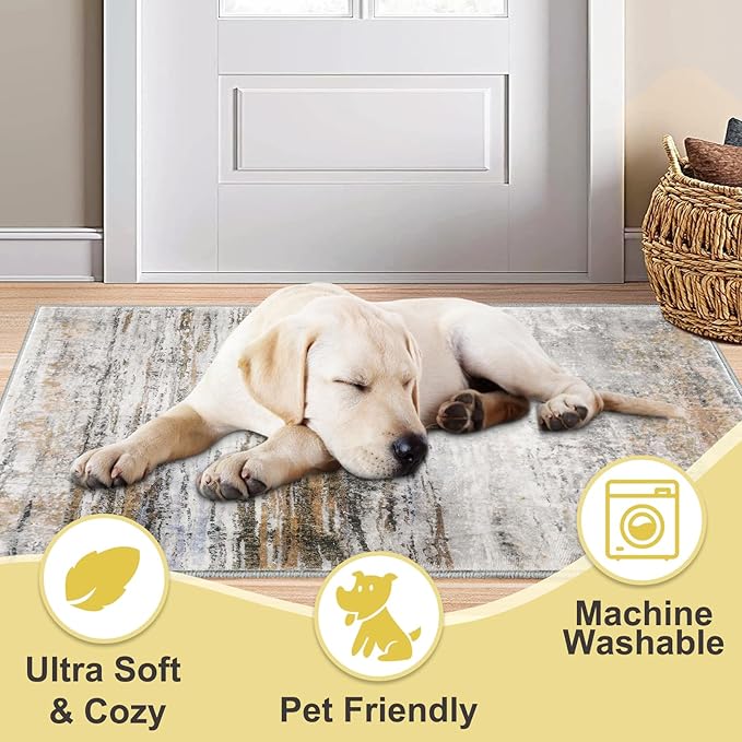 COMSLE Door Mat Soft Absorbent Indoor Front Entryway Rug Machine Washable Entrance Mats for Muddy Paws for Muddy Paws Non Slip Throw Rugs 20" x 32" Doormat for Inside Foyer Bedroom - Yellow