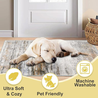 COMSLE Door Mat Soft Absorbent Indoor Front Entryway Rug Machine Washable Entrance Mats for Muddy Paws Non Slip Throw Rugs 32" x 48" Doormat for Inside Foyer Bedroom - Yellow