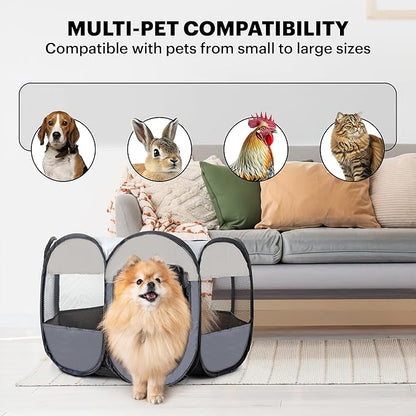 LAFYETTE. - USA Based, Dog Cat Playpen, Puppy Kitten Pet Playpen Indoor Outdoor, Portable Pop Up Dog Kennel Tent Crate Cage for Dog Cat Rabbits, Foldable Pet Enclosure, Removable Top Cover, 29" x 16"