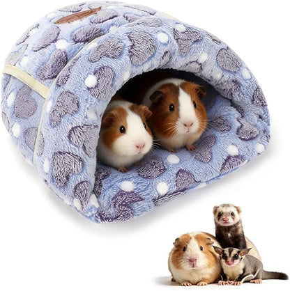 YUEPET Guinea Pig Bed Cuddle Cave Warm Fleece Cozy House Bedding Sleeping Cushion Cage Nest for Small Animal Squirrel Chinchilla Hedgehog Cage Accessories(Purple Heart