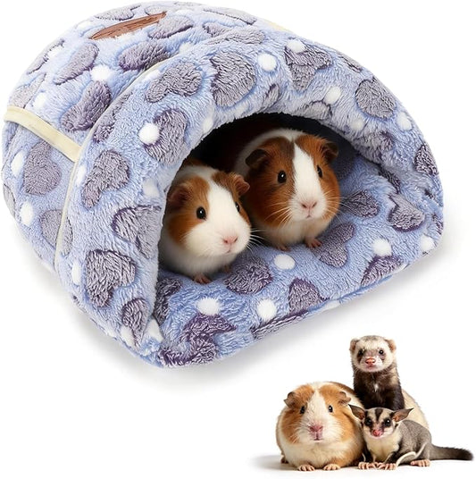 YUEPET Guinea Pig Bed Cuddle Cave Warm Fleece Cozy House Bedding Sleeping Cushion Cage Nest for Small Animal Squirrel Chinchilla Hedgehog Cage Accessories(Purple Heart