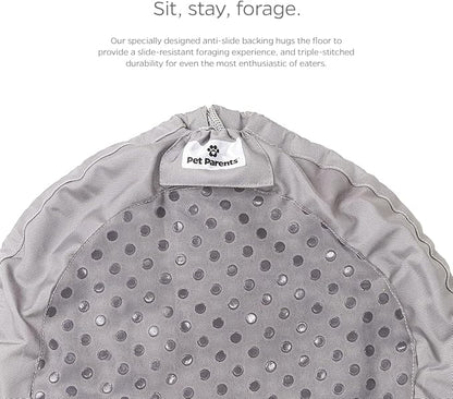 Pet Parents Forager Bowls, Slow Feeder Dog & Cat Bowls with SoftSnout™ & Non-Slip Backing, Portable Pet Puzzle Toys & Snuffle Mats, 30 oz, Modern Grey (Meadow Ponds)