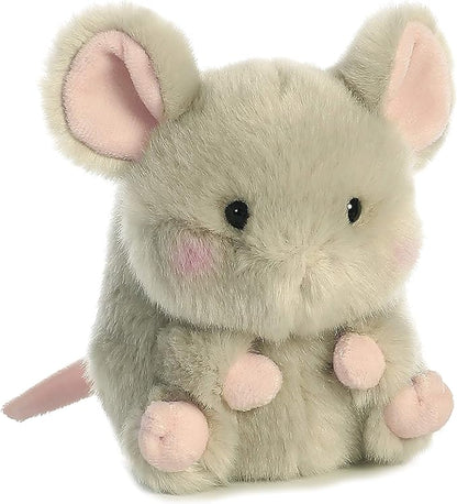 Aurora® Playful Rolly Pet™ Frisk Mouse™ Stuffed Animal - Compact Size for On-the-Go Fun - for Adults, Kids, Birthdays, and Anniversaries - Gray 5 Inches