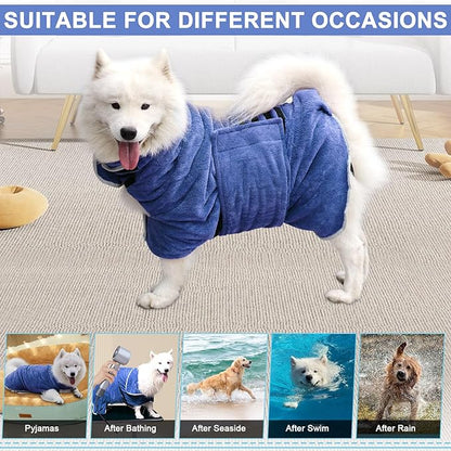 Dog Towel, Dog Bathrobe Pet Grooming Towel Drying Coat Robes for After Bath Collection Absorbent Microfiber Bath Towels for Drying Dogs Small Medium Large