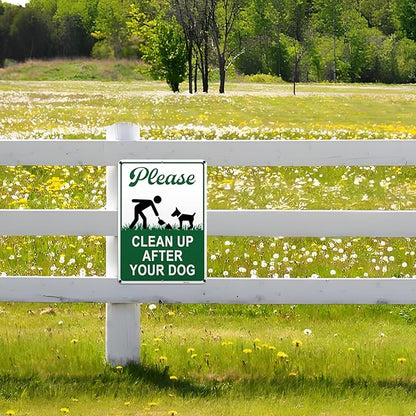 Clean Up After Your Dog Signs, 10x7in Optional Accessory Bundle, Please Pick Up Your Dog Poop, no poop signs for yard Keep Off Grass,1pc,zinclue