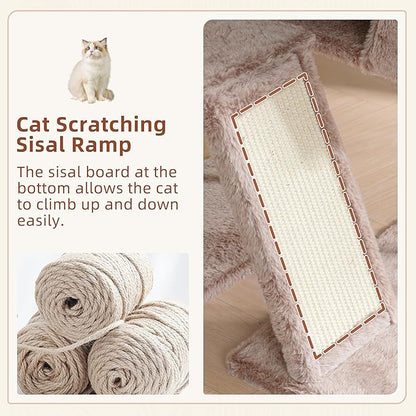 Gitelsnour Cat Tree for Indoor Cats, Cat Tower with Scratching Post for Small Cats and Kittens, Cat House with Removable Top Platform and Fluffy Balls, Hanging Cat Basket, Mushroom GCT006SMU