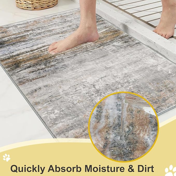 COMSLE Door Mat Soft Absorbent Indoor Front Entryway Rug Machine Washable Entrance Mats for Muddy Paws Non Slip Throw Rugs 36" x 60" Doormat for Inside Foyer Bedroom - Yellow