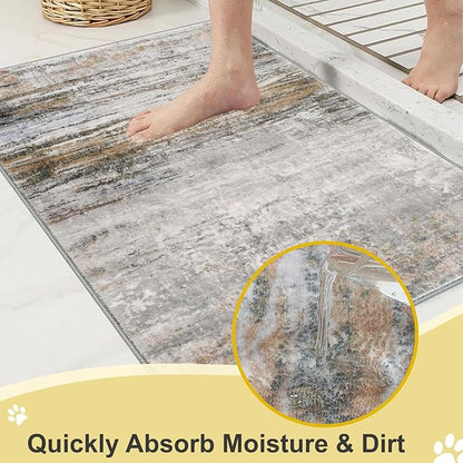 COMSLE Door Mat Soft Absorbent Indoor Front Entryway Rug Machine Washable Entrance Mats for Muddy Paws for Muddy Paws Non Slip Throw Rugs 24" x 48" Doormat for Inside Foyer Bedroom - Yellow