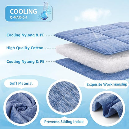PICK FOR LIFE Cooling Blanket for Dogs, 0.4 Q-MAX Pets Cooling Comforter Throw for Bed Cover, Summer Blanket for Large Dogs Washable, Soft Lightweight Cold Mats for Pet Hot Weather, 30"×40"/Deep Blue