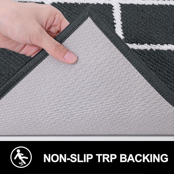 Finchitty Indoor Door Mat, Dirt Resistant and Absorbent, Low-Profile, Non-Slip, Washable Inside Floor Mats for Front Door, Back, and Entrance, 48" x 32", Charcoal