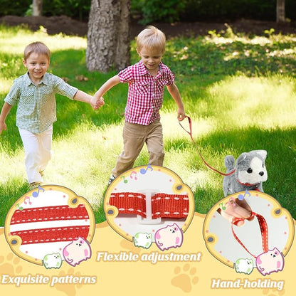 Plush Toys Walking Dog Toys that Can Walk, Bark and Wag Tail,Interactive Electronic Pet Toys Puppy with Leash,Easter Christmas Birthday Gift for Toddlers Kids