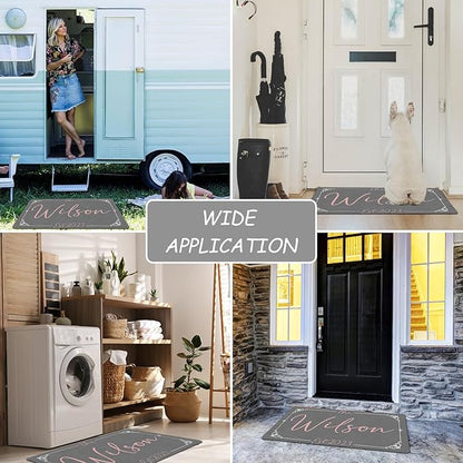 Custom Doormat with Family Name - Personalized Entryway Door Mat Front Door Mat for Outdoor Decor Entrance Mat Housewarming Gift with Anti-Slip Backing