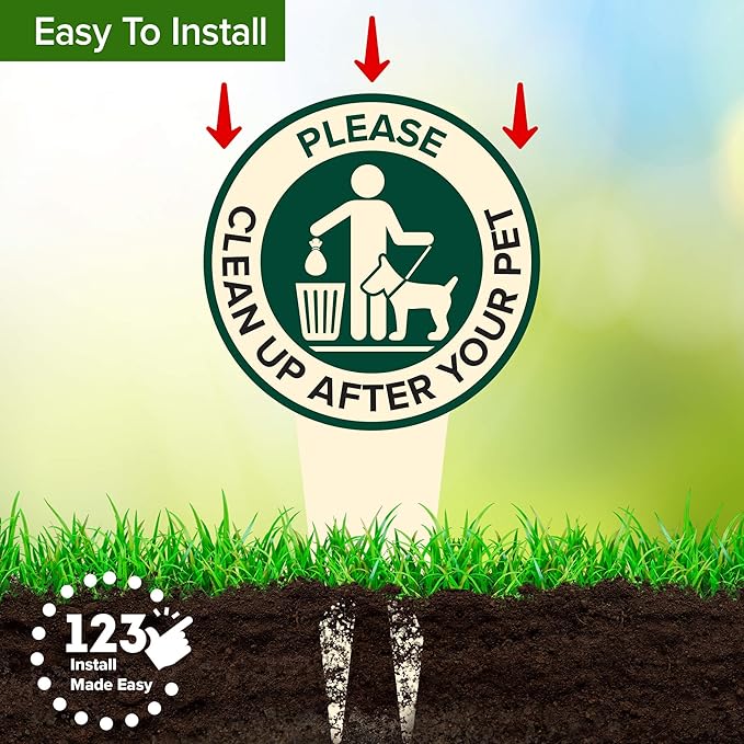 Please Clean Up After Your Pet Sign 11"x21", Heavy Duty Integrated Ground Stakes, Indoor/Outdoor Use, Rust Free Aluminum Composite, Made in USA by My Sign center
