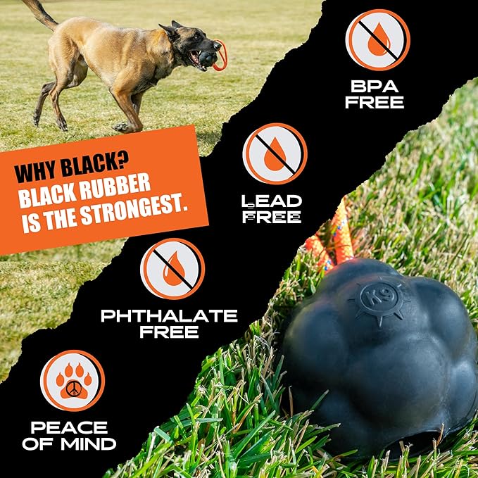 Monster K9 Launcher Tug Dog Ball - Lifetime Replacement - Medium & Large Breeds - Aggressive Chewers - Chew, Tug, & Fetch Dog Toy - Made in USA - (Rope NOT for Chewing & NOT Guaranteed)