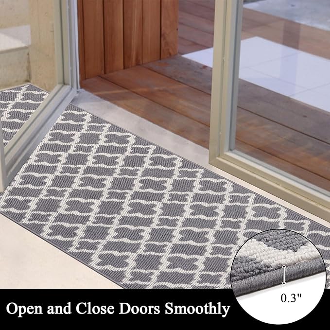 U'Artlines Extra Long Runner Rug for Hallway 2'8" x 12' Non Slip Kitchen Floor Carpet Runners Grey Geometric Pattern Machine Washable Area Rug for Entryway Bathroom