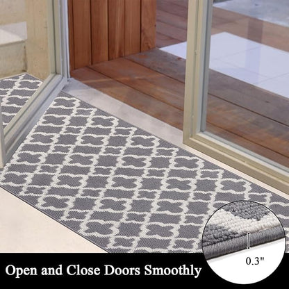 U'Artlines Extra Long Runner Rug for Hallway 2'8" x 12' Non Slip Kitchen Floor Carpet Runners Grey Geometric Pattern Machine Washable Area Rug for Entryway Bathroom