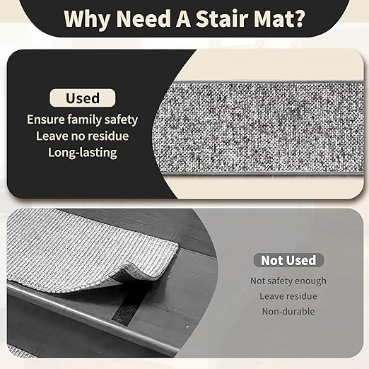 Non-Slip Carpet Stair Treads 1PCS, 30"x30" Peel and Stick Stair Runner for Wooden Steps Indoor, Washable Reusable Adhesive Backing, Pet-Friendly Safety Mats for Kids, Elders, Dogs