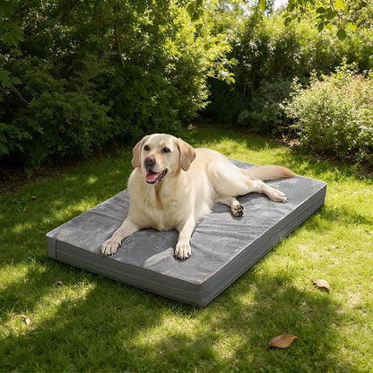 Outdoor Waterproof Extra Large Dog Bed, XL Pet Beds Washable 44 inch, Orthopedic Foam Sleeping Pad with Removable Cover Reversible Anti-Slip 44"x32", Grey