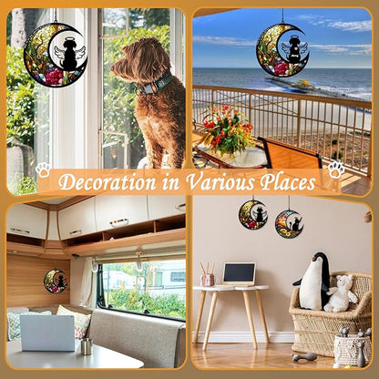 BamLue Dog Memorial Suncatcher for Windows Memorial Ornament, Pet Sympathy Gift to Memorialize The Loss, Angel Dog Sun Catchers with Personalized Decorations in Loving Memory for Loss
