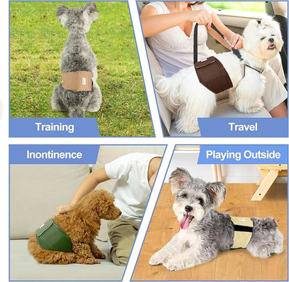 5 Pack Dog Diapers Male Reusable, Premium Belly Bands for Male Dogs, High Absorbing Male Dog Pee Wraps for Doggie in Incontinence or Excitable Urination and Training Gray,Green,Brown L