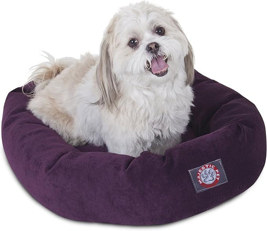 Majestic Pet Villa 24 Inch Shredded Memory Foam Dog Bed for Small Sized Dog 24x19x7 Inch–Orthopedic Pet Bed - Washable Small Puppy Mat with Head Support-Aubergine