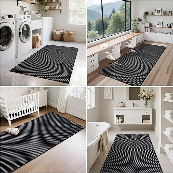 3x5 ft Area Rug Entryway Runner Rug Non Slip Washable, Boho Woven Kitchen Runner Rugs Door Mat Entry Rugs Carpet for Indoor Foyer Backdoor Hallway Floor Bedroom Living Room, Black