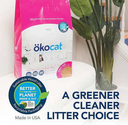 ökocat Super Soft Wood Clumping Cat Litter, Unscented,14 pounds - Natural Ingredients, Stops Odor, Clumps Solid, 99% Dust Free, Great for All Cats, Sensitive Paws, Kittens
