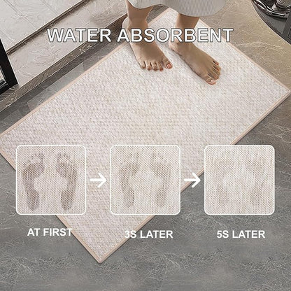 Ultra Thin Indoor Door Mat, Low-Profile Door Mats Indoor Entrance, Non-Slip Natural Rubber Backing Doormat, Washable Entryway Doormats, Fade Resistant Dirt Trapper for Kitchen, 35''x24'',Beige