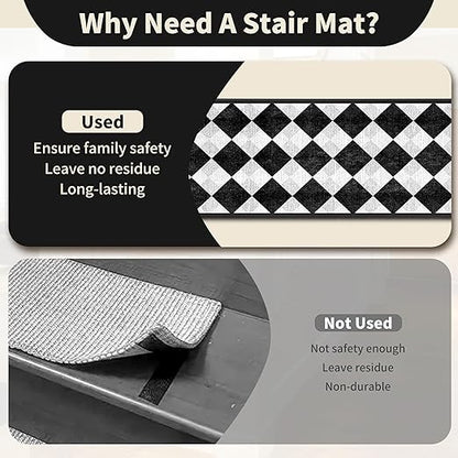 Non-Slip Carpet Stair Treads 7PCS, 8"x30" Peel and Stick Stair Runner for Wooden Steps Indoor, Washable Reusable Adhesive Backing, Pet-Friendly Safety Mats for Kids, Elders, Dogs