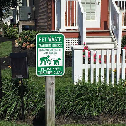 SmartSign Pet Waste Transmits Disease Clean Up After Your Dog Sign - 12" x 18", 120 mil Aluminum Composite (ACM), Engineer Grade Reflective Material, Green and White, Made in USA