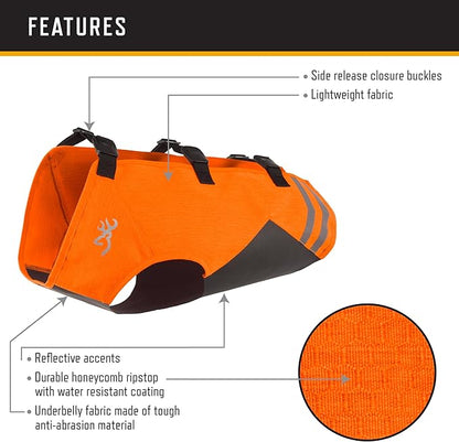 Browning Pet Vests, Hi Vis Safety Vests for Dogs, Saftey Orange, Large, Full Coverage