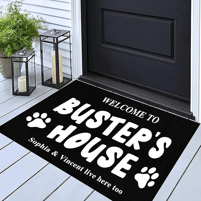 Custom Doormat with Family Name - Personalized Entryway Door Mat Front Door Mat for Outdoor Decor Entrance Mat Housewarming Gift with Anti-Slip Backing Design06