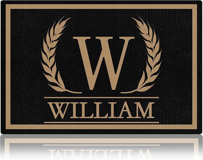 Custom Doormat with Family Name Elegant Personalized Entryway Door Mat Front Door Mat for Outdoor Decor Entrance Mat Customised Rug Christmas Housewarming Gift with Anti-Slip Backing