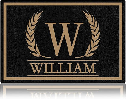 Custom Doormat with Family Name Elegant Personalized Entryway Door Mat Front Door Mat for Outdoor Decor Entrance Mat Customised Rug Christmas Housewarming Gift with Anti-Slip Backing