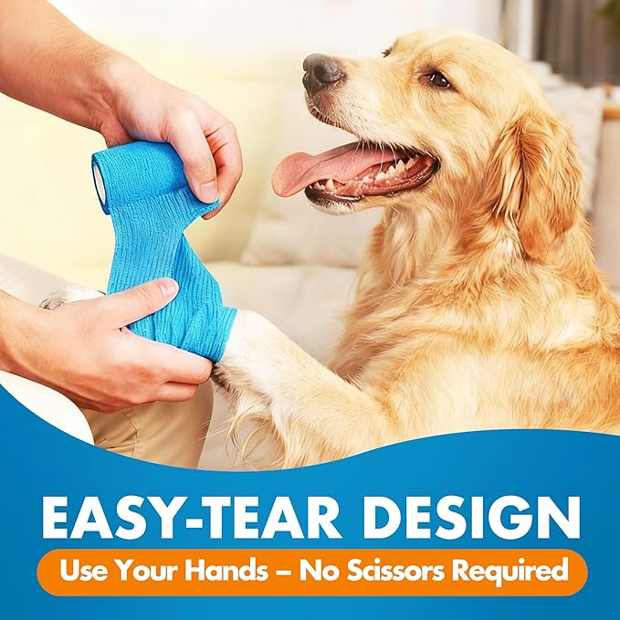 Lotfancy 10 Rolls Self Adhesive Vet Wrap, 2 Inch Cohesive Bandage Wrap for Wound Care, Elastic Pet Tape for Dogs, Cats, Horses, Breathable Medical First Aid Tape for Paw, Leg, Foot, Assorted Colors