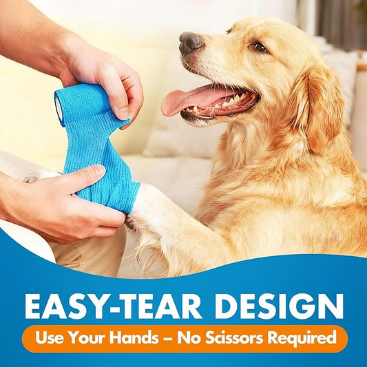 Lotfancy 10 Rolls Self Adhesive Vet Wrap, 2 Inch Cohesive Bandage Wrap for Wound Care, Elastic Pet Tape for Dogs, Cats, Horses, Breathable Medical First Aid Tape for Paw, Leg, Foot, Assorted Colors