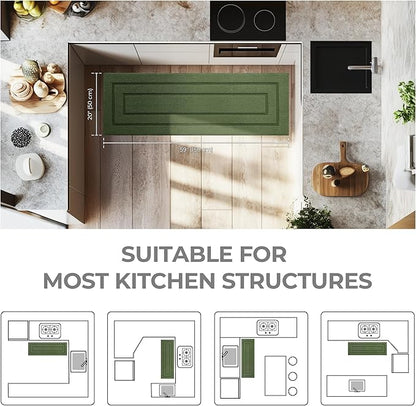 GRANNY SAYS Kitchen Mats for Floor Resist Dirt Kitchen Rugs Non Slip Washable, Large Rug Runner for Sink Laundry Thick Durable Polypropylene Comfort Standing, 59" x 19.7", Green