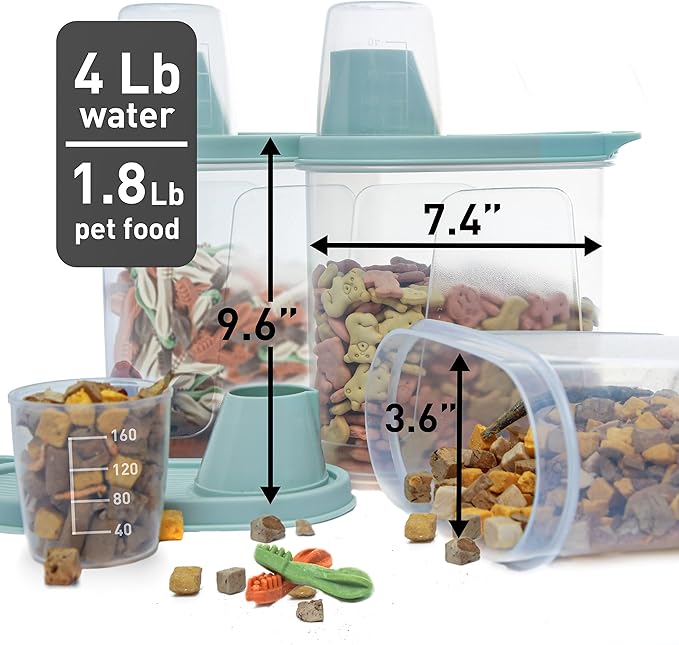 Citylife 3 PCS Pet Food Container Airtight 1.8 LB Plastic Cat Food Container for Dry Food Small Dog Food Containers with Pour Spout Birds Food Dispenser