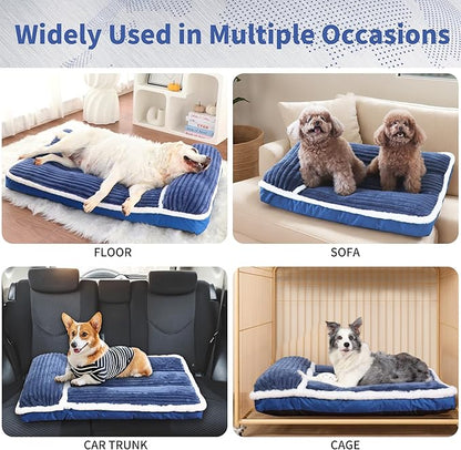 KHONSU PET Dog Bed with Pillow 3in Orthopedic Pad for Large Dogs up to 65 lbs Large Waterproof Removable Cover Machine Washable for Large Dogs