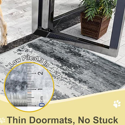 COMSLE Door Mat Soft Absorbent Indoor Front Entryway Rug Machine Washable Entrance Mats for Muddy Paws Non Slip Throw Rugs 24" x 36" Doormat for Inside Foyer Bedroom - Gray