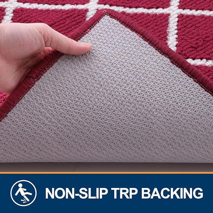 Finchitty Indoor Door Mat, Dirt Resistant and Absorbent, Low-Profile, Non-Slip, Washable Inside Floor Mats for Front Door, Back, and Entrance, 48" x 32", Burgundy
