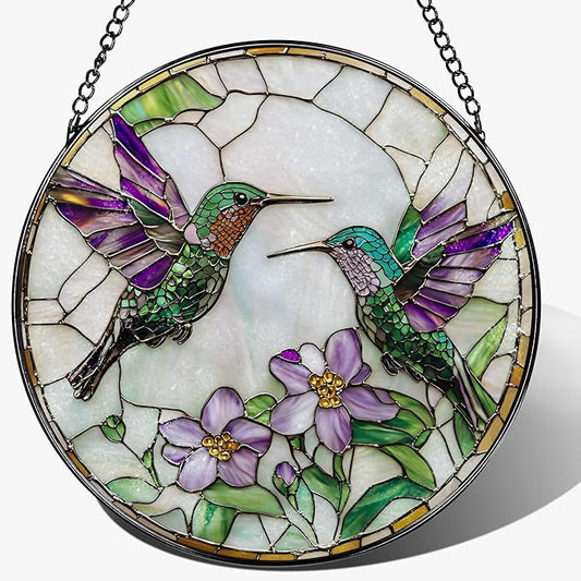 8″ Hummingbird Stained Glass Suncatcher, Stained Glass Window Hanging & Ornament, Window Decor, Holiday & Christmas Ornaments | Hummingbird Gifts, Gifts Ideas