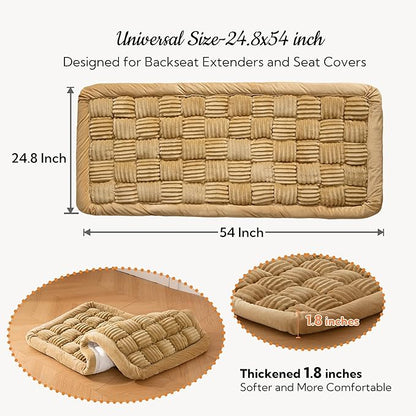 Soulbond Dog Bed for Car Back Seat Soft Plush Backseat Pet Bed Mat Non-Slip Travel Pet Mat, Fuzzy Plaid Dog Seat Cover, Fit for Backseat Extenders and Trucks SUVs (Light Brown, 54" x 24.8")