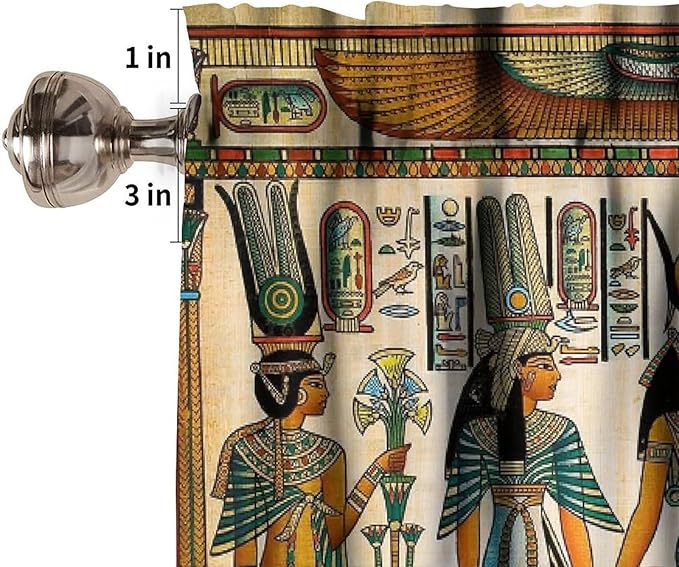 Vintage Ancient Egypt Valance Curtains, Egyptian Style Old Egypt Hieroglyphics Print Afican Pharaoh Theme Window Valance Curtain for Farmhouse Bedroom Living Room Kitchen 54x18inch