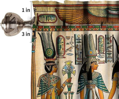 Vintage Ancient Egypt Valance Curtains, Egyptian Style Old Egypt Hieroglyphics Print Afican Pharaoh Theme Window Valance Curtain for Farmhouse Bedroom Living Room Kitchen 54x18inch